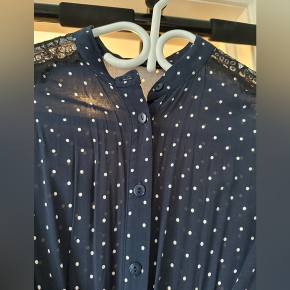 Zara polka dot midi dress with lace detail - Picture 2 of 5